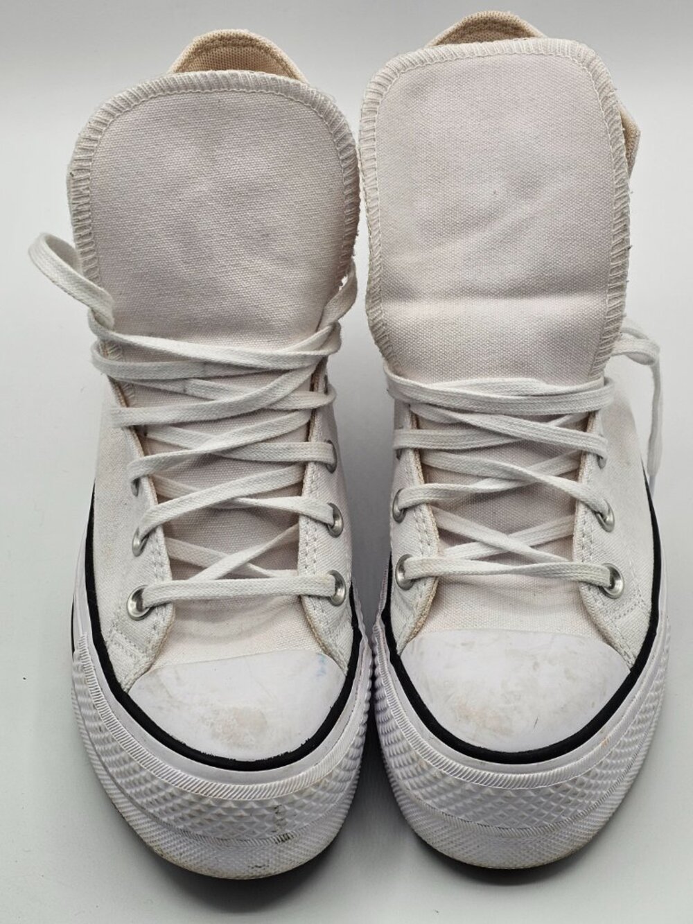 Converse All Star Lift High Top Platform Women’s 8 White Canvas Sneakers Chucks - Picture 3 of 10